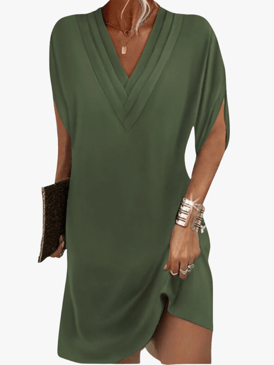 VESTIDO CRUZADO DE MUJER CON ESCOTE EN V