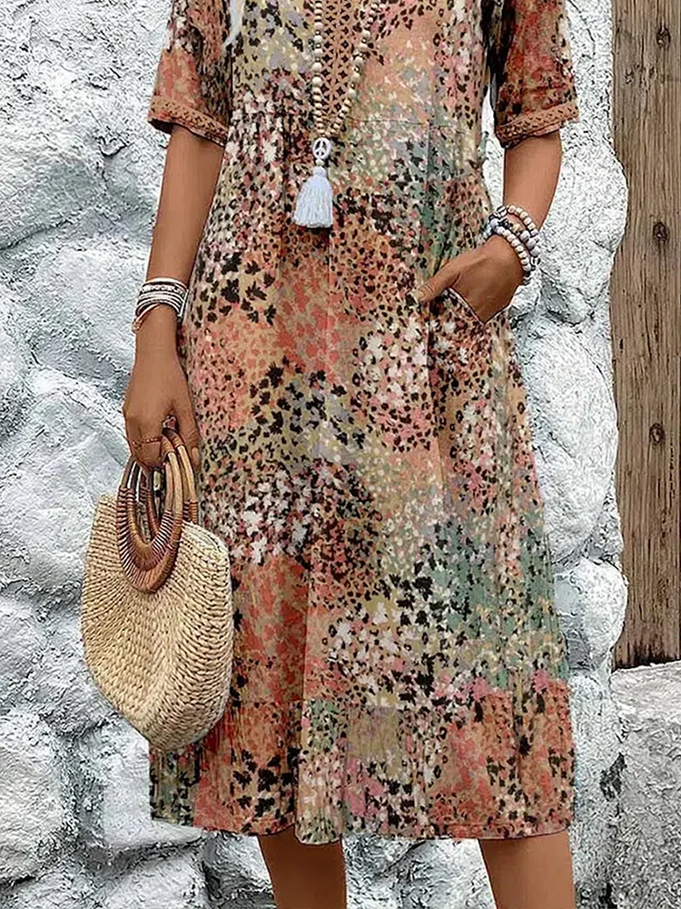 VESTIDO CLÁSICO ESTAMPADO PARA MUJER