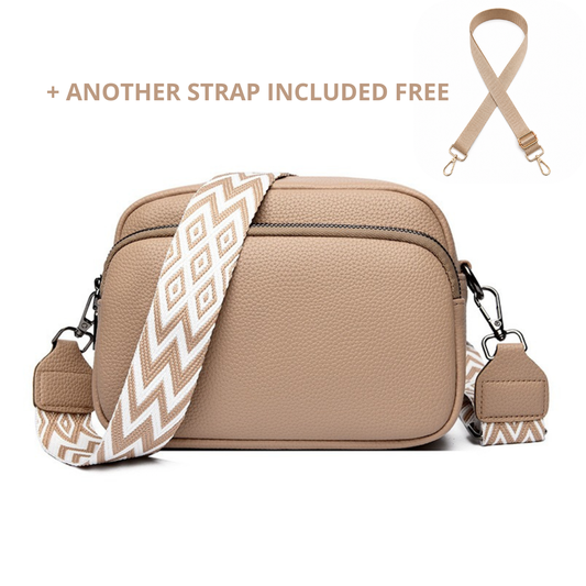 Bolso de hombro Sélion - Piel Auténtica Beige