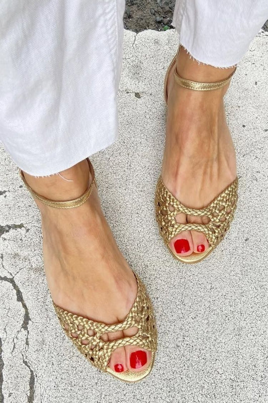 SANDALIAS DORADAS TRENZADAS