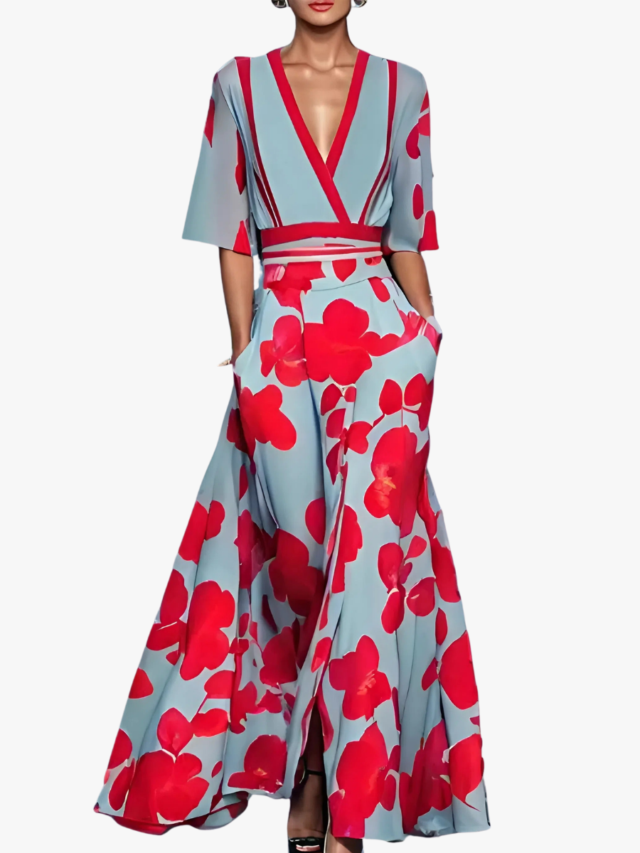 VESTIDO FLORAL DE MUJER CON ESCOTE EN V