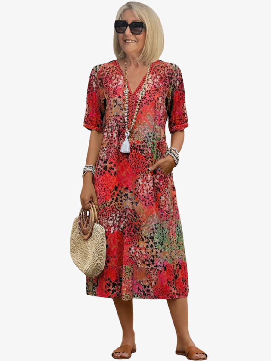 VESTIDO CLÁSICO ESTAMPADO PARA MUJER