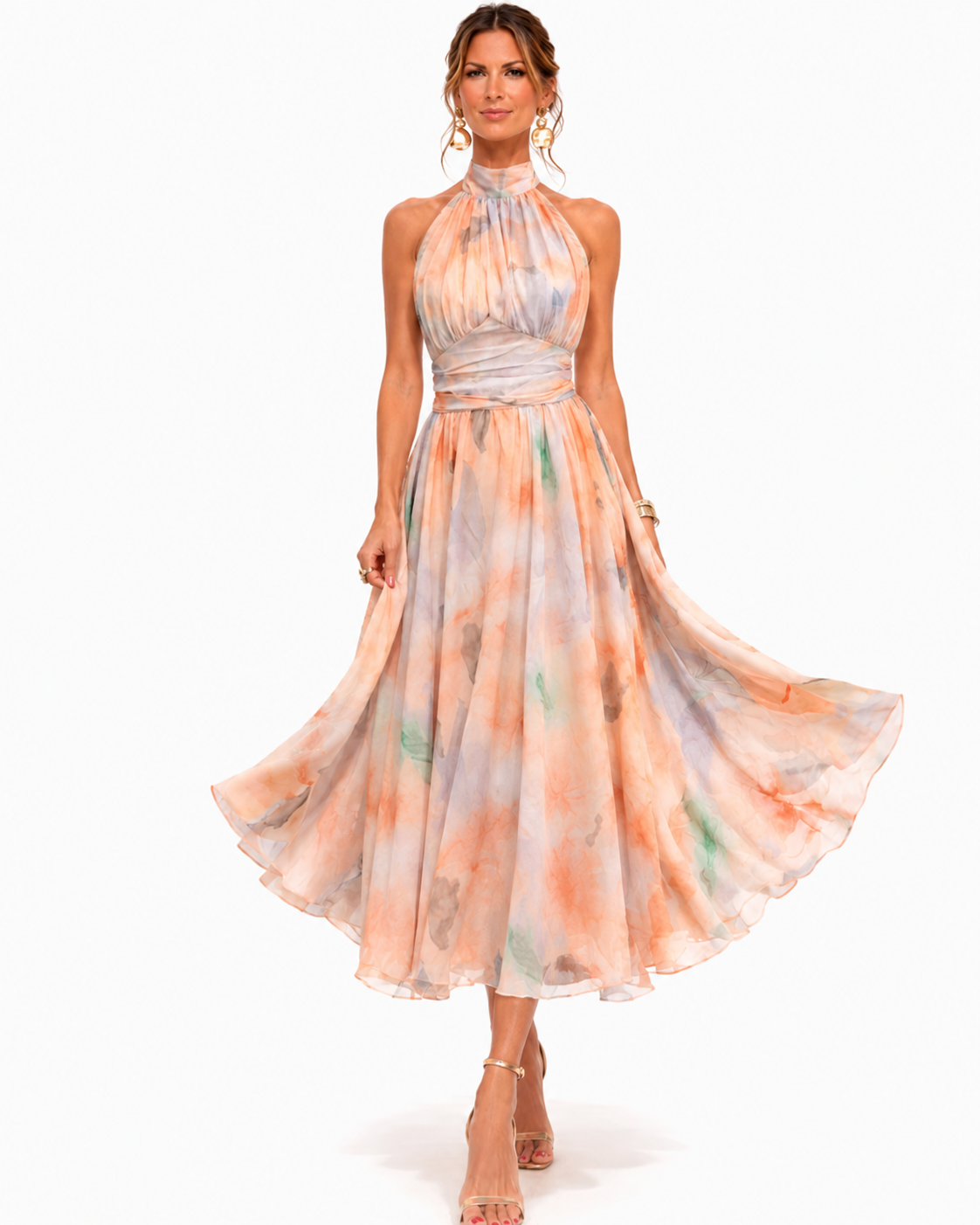 VESTIDO DE SATÉN CON ESTILO HALTER ELEGANCIA ATEMPORAL