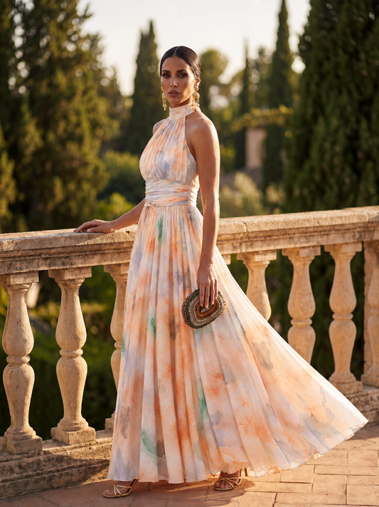 VESTIDO DE SATÉN CON ESTILO HALTER ELEGANCIA ATEMPORAL
