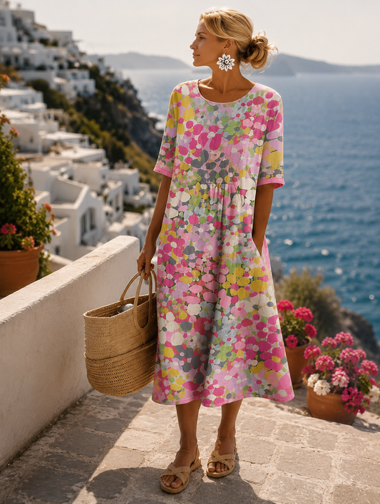 MOREAU LYON | ELEGANT FLORAL MIDI DRESS FOR WOMEN