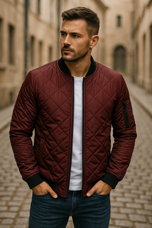 CHAQUETA DE ALGODÓN CON ESTAMPADO DE ROMBOS