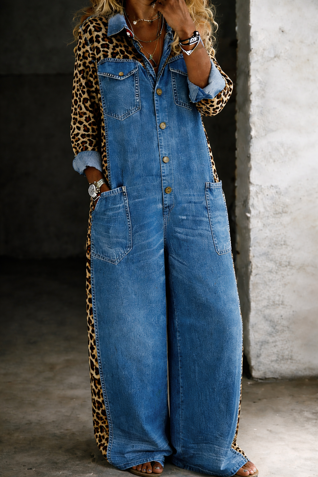 MONO VAQUERO CON ESTAMPADO DE LEOPARDO