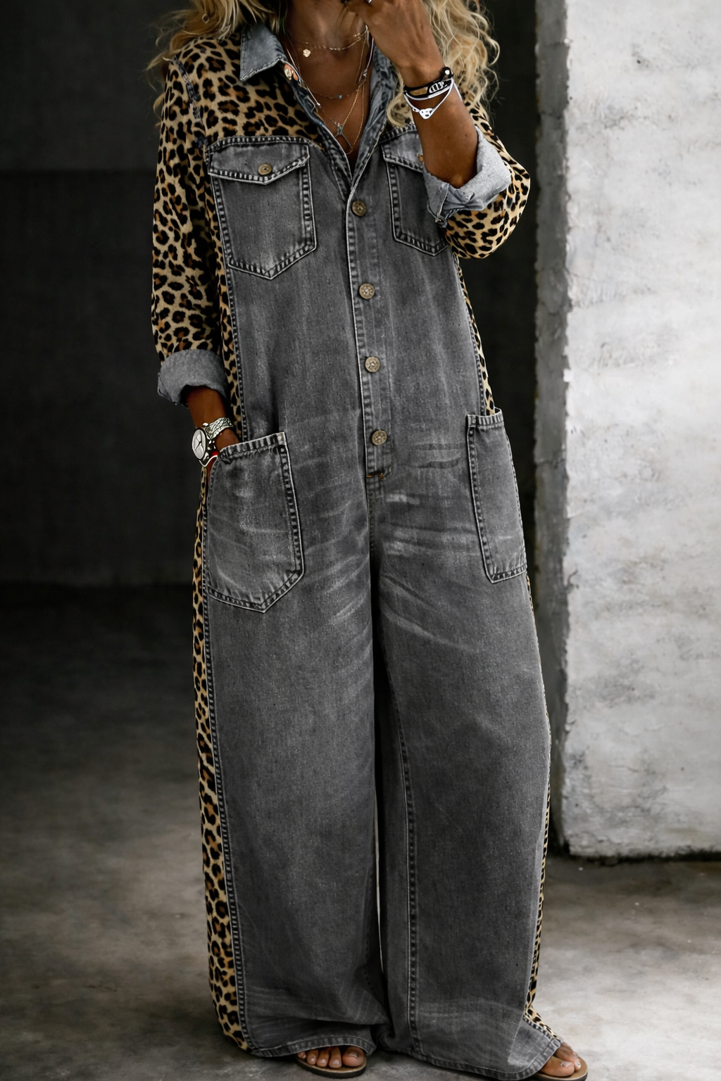 MONO VAQUERO CON ESTAMPADO DE LEOPARDO
