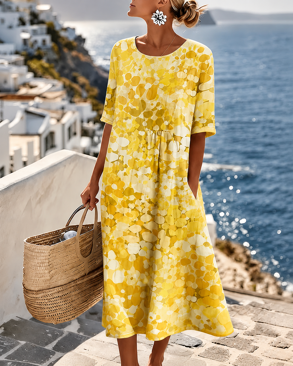 MOREAU LYON | ROBE MIDI FLEURIE ÉLÉGANTE POUR FEMMES