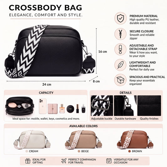 Bolso de hombro Sélion - Piel Auténtica Crema