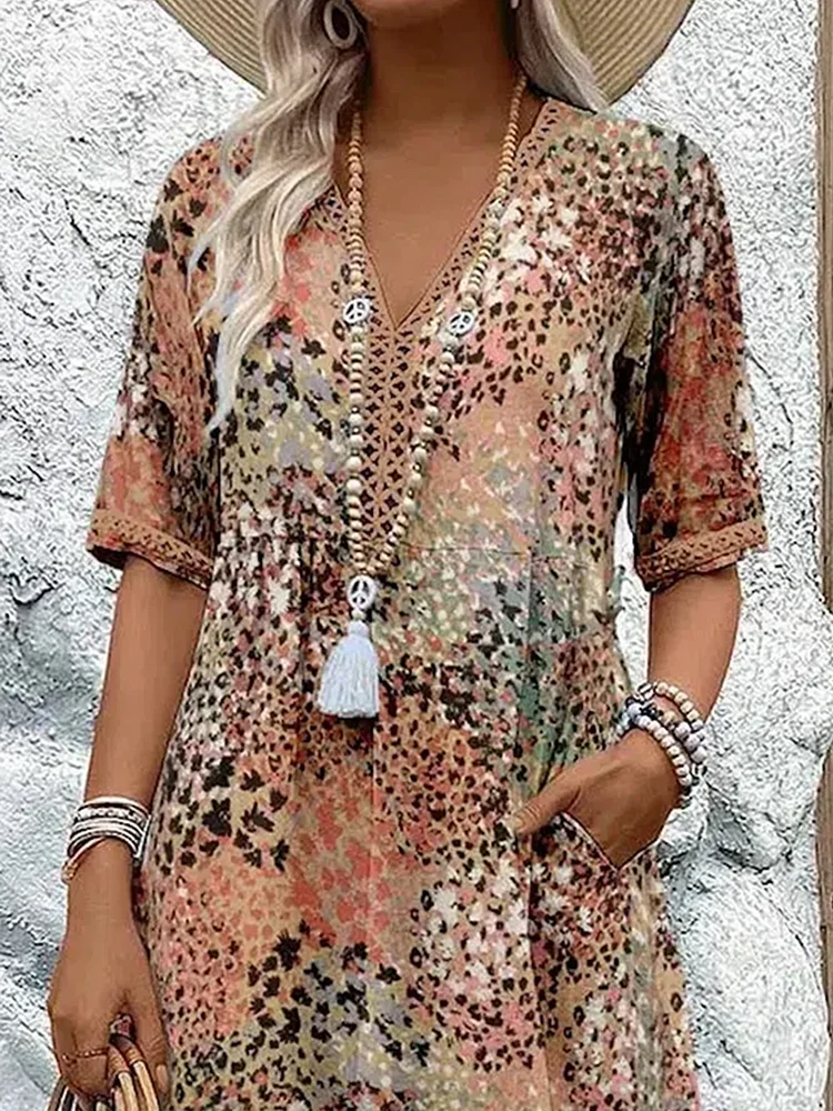VESTIDO CLÁSICO ESTAMPADO PARA MUJER