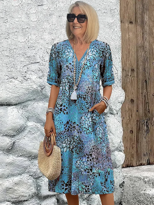 VESTIDO CLÁSICO ESTAMPADO PARA MUJER