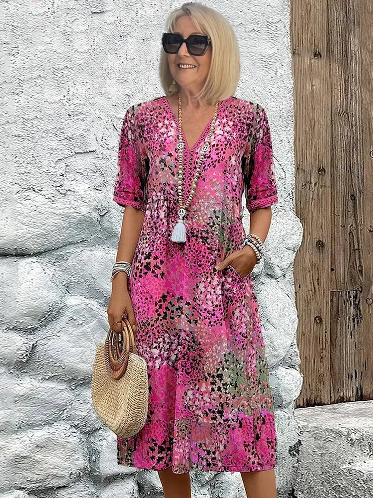 VESTIDO CLÁSICO ESTAMPADO PARA MUJER