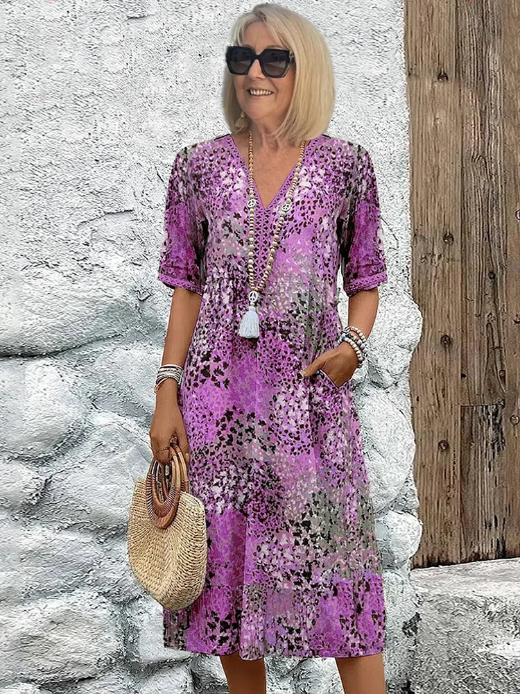 VESTIDO CLÁSICO ESTAMPADO PARA MUJER