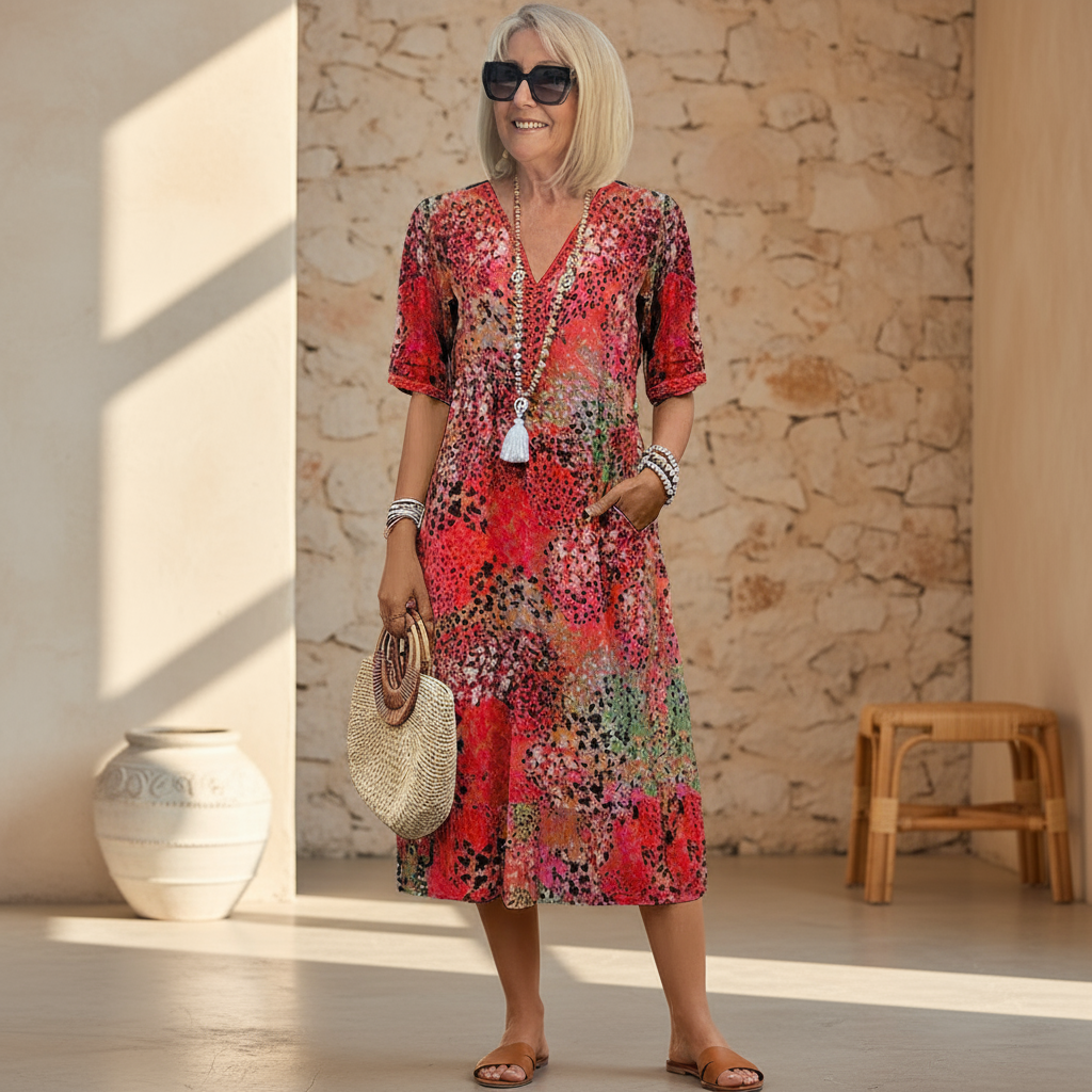 VESTIDO CLÁSICO ESTAMPADO PARA MUJER
